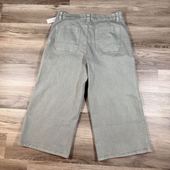 NWT Democracy Pants Women 16 Green Ab Solution HighRise Trouser Stretch Wide Leg - Picture 2 of 8